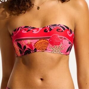 Seafolly Bustier Bandeau Bikini Top in Atlantis Paradise Pink